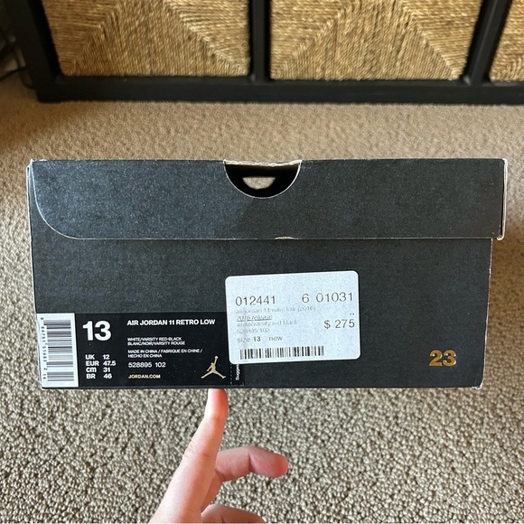 Nike Air Jordan 11 Retro Low Cherry 2016 Size 13 Men’s White Red 528895-102 OG - Picture 10 of 12